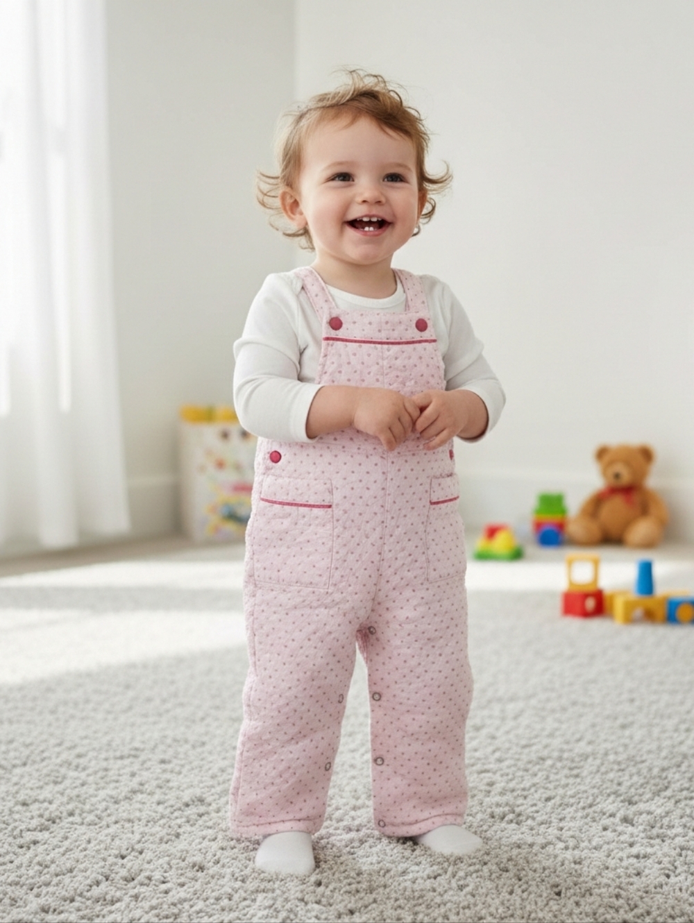 VTG Montgomery Ward Overalls Pink Strawberry Print Size L 24 To 30 Mos Retro